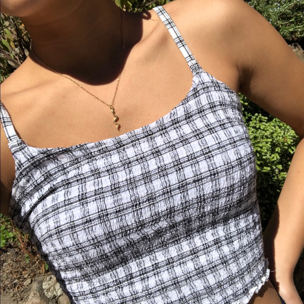 Black & white plaid tank top